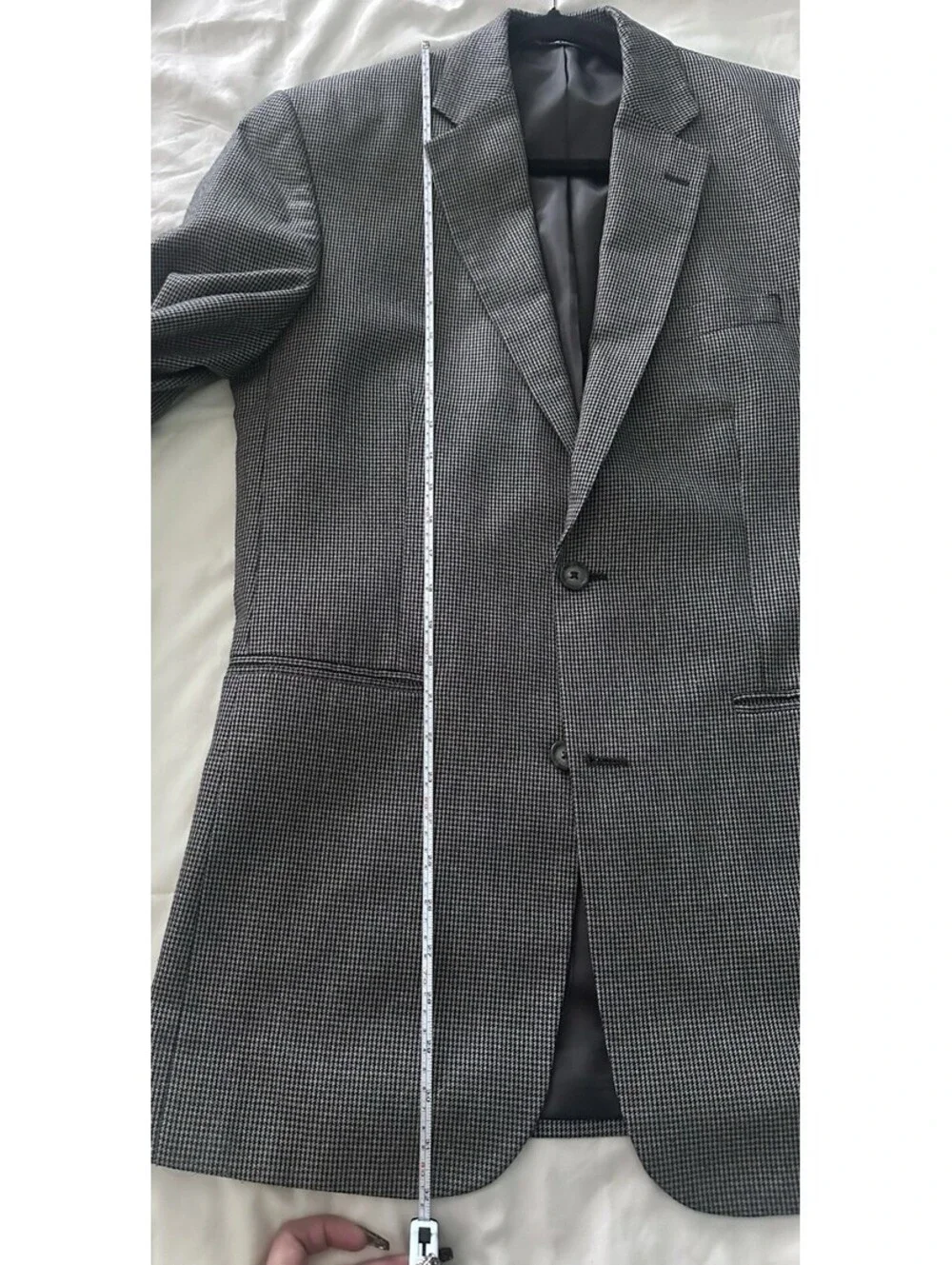Pronto-Uomo Mens Black White Check Houndstooth Notch Lapels 2-Button Blazer 38 L